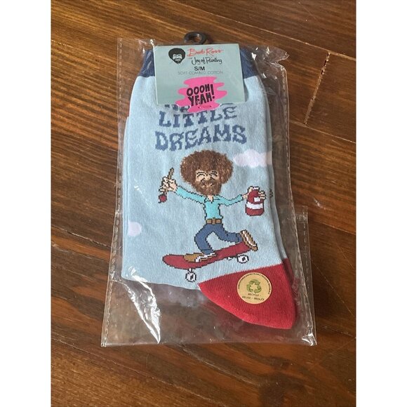 Bob Ross Crew Socks Size S/M Happy Little Dreams Tree Joy of Painting Cotton - Picture 11 of 11